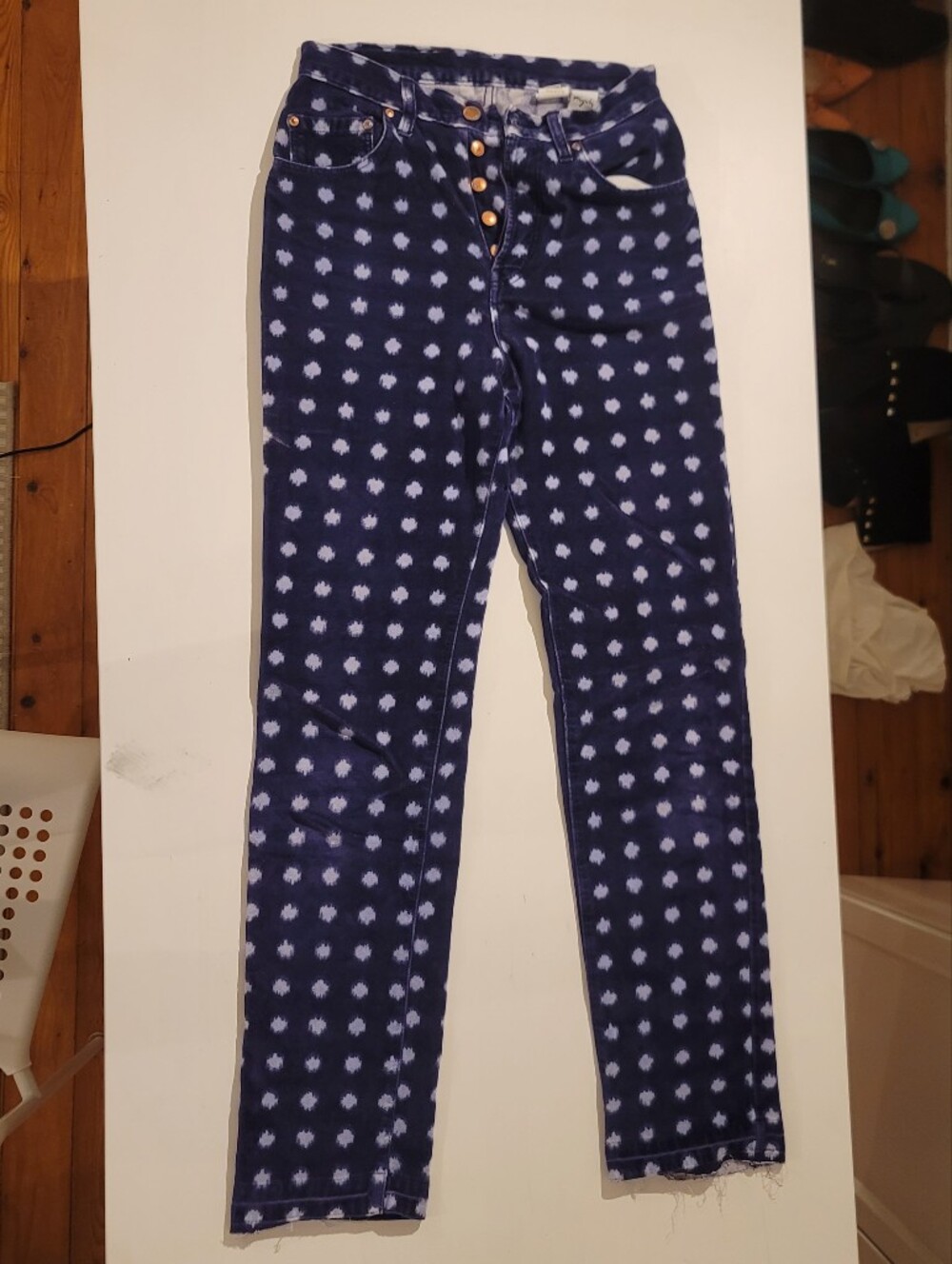 Miyuki Made In France Blue Polka Dot Pants With Copper